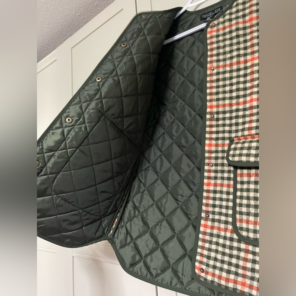 NWT Rachel Zoe Oversized Plaid Quilted Snap Down Wool Blend Jacket - Picture 7 of 11
